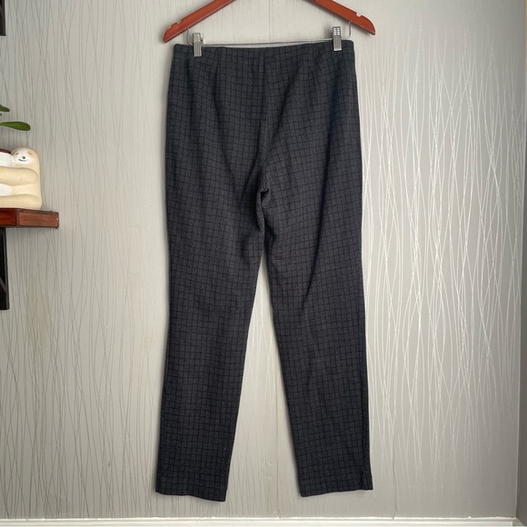J. Jill Ponte Slim Leg Charcoal Grey Black Plaid Windowpane Pull On Pant Medium - Picture 8 of 10